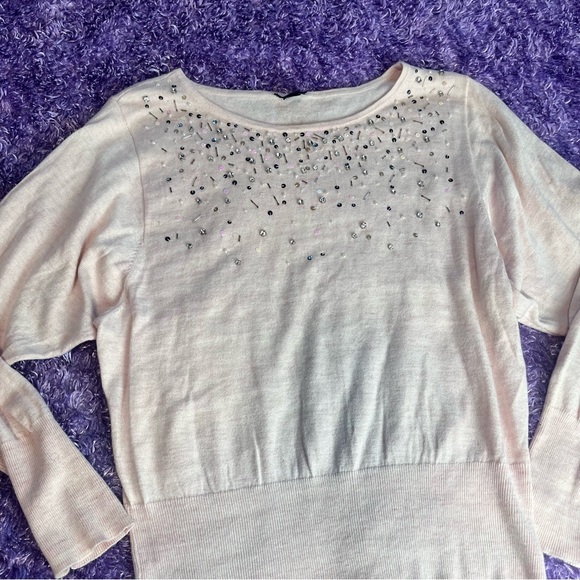 Worthington Pink Embellished Light Weight Sweater - Picture 5 of 6